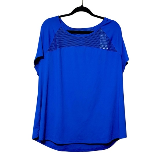 LIVI Active by Lane Bryant Blue Lightweight Back Cutout Athleisure Workout Top - Picture 1 of 9
